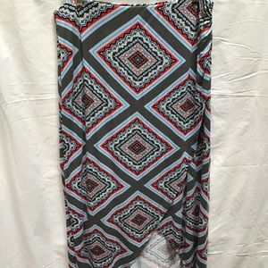 Maeve Size L Crossover Pull On Knit Skirt Tribal Geometric Gray Blue Red